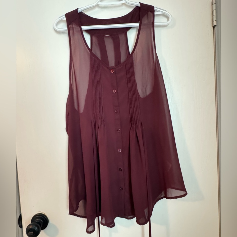 Burgundy Sheer Blouse